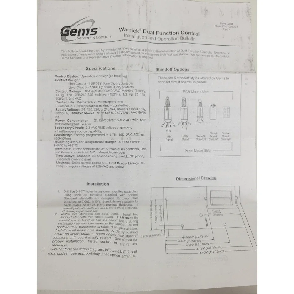Gems Sensors Warrick Dual Function Control 24V 26K Inverse DFSM3C0040006 NIOB